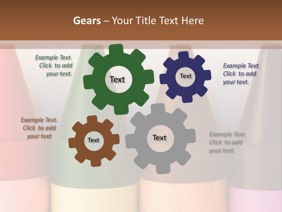 A Row Of Crayons With A Brown Background PowerPoint Template