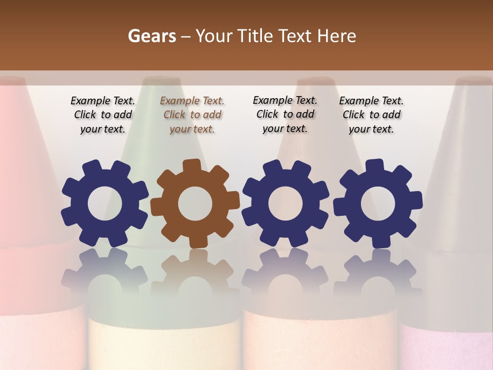 A Row Of Crayons With A Brown Background PowerPoint Template