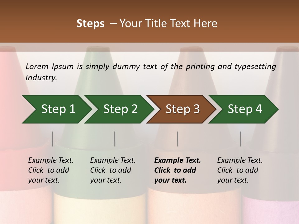 A Row Of Crayons With A Brown Background PowerPoint Template