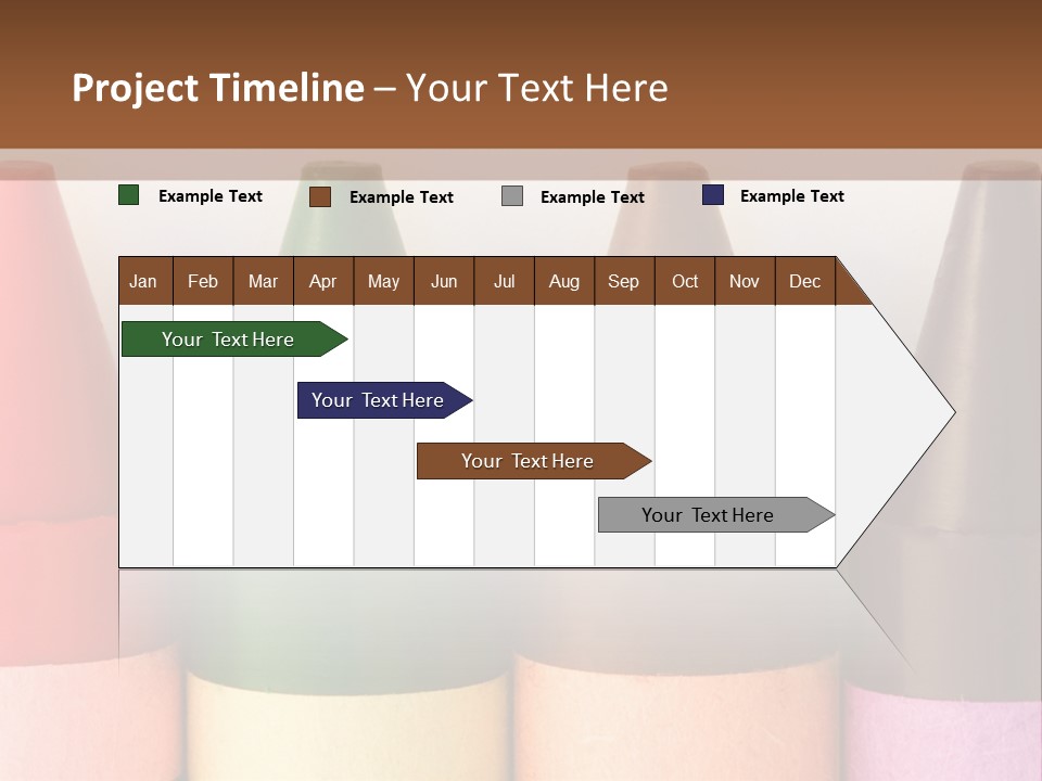 A Row Of Crayons With A Brown Background PowerPoint Template