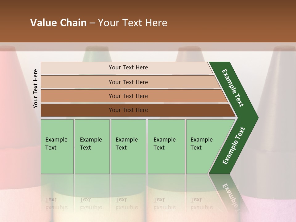 A Row Of Crayons With A Brown Background PowerPoint Template
