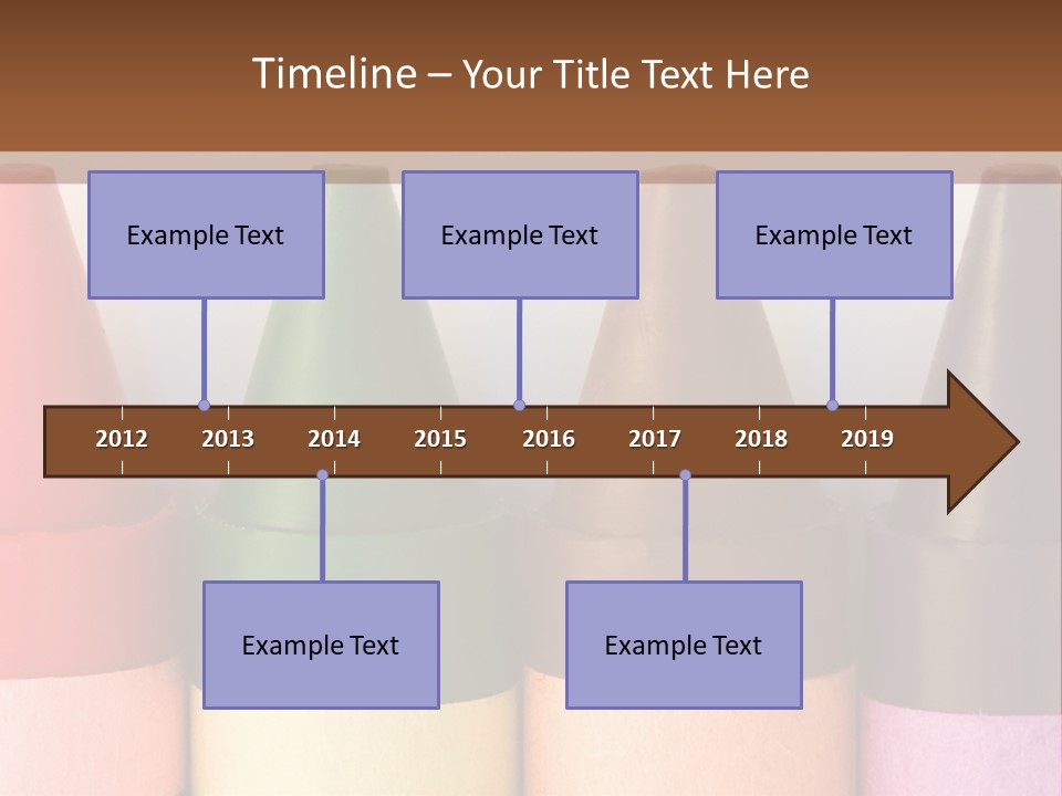 A Row Of Crayons With A Brown Background PowerPoint Template