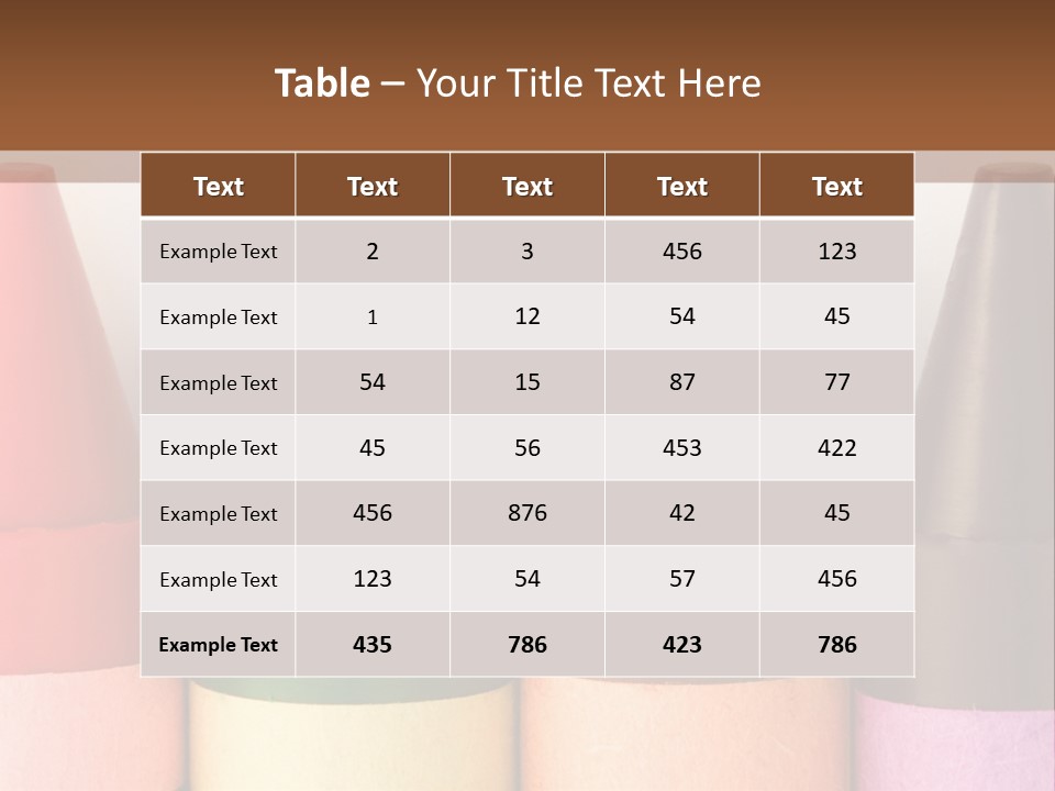 A Row Of Crayons With A Brown Background PowerPoint Template