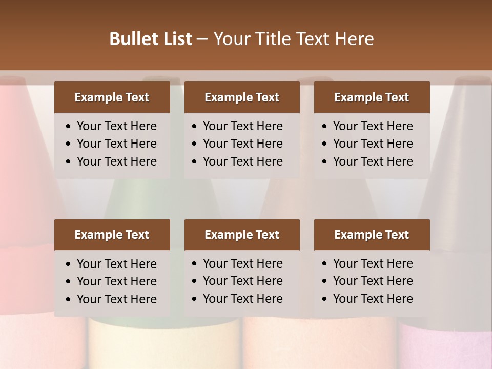 A Row Of Crayons With A Brown Background PowerPoint Template