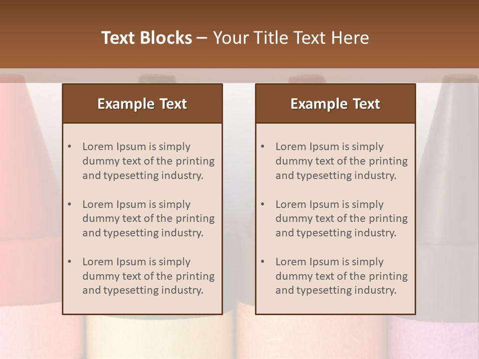 A Row Of Crayons With A Brown Background PowerPoint Template