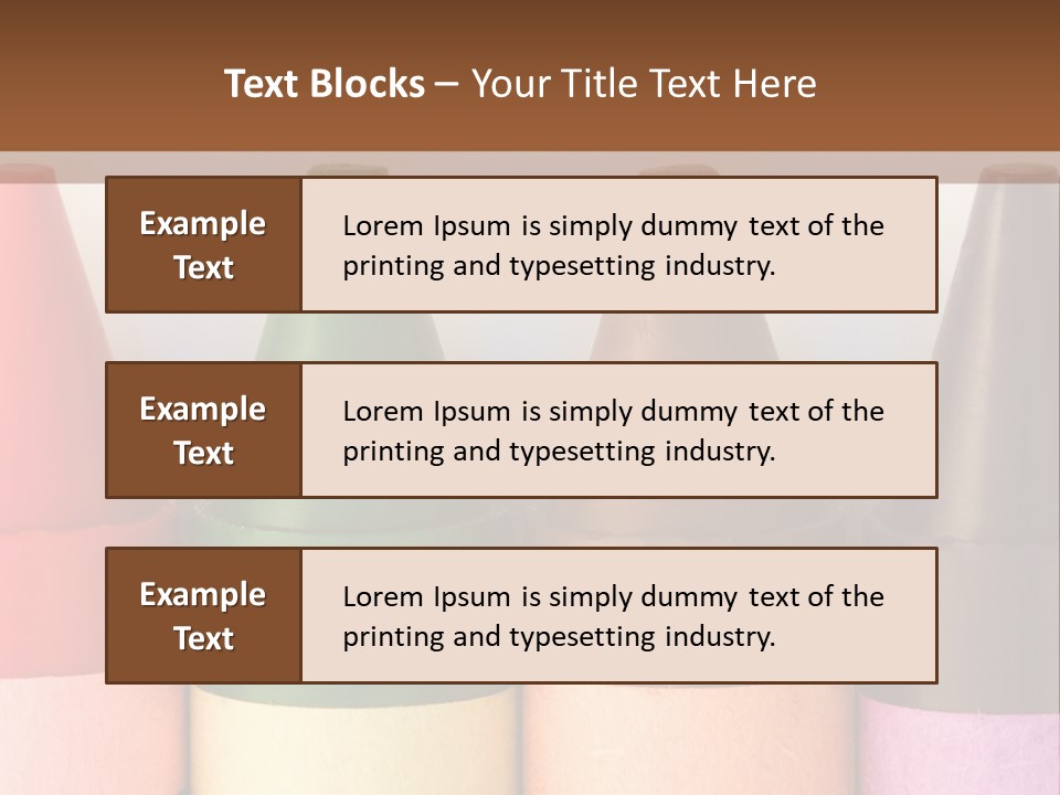 A Row Of Crayons With A Brown Background PowerPoint Template