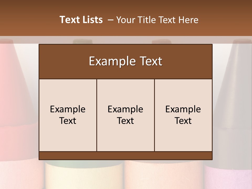 A Row Of Crayons With A Brown Background PowerPoint Template