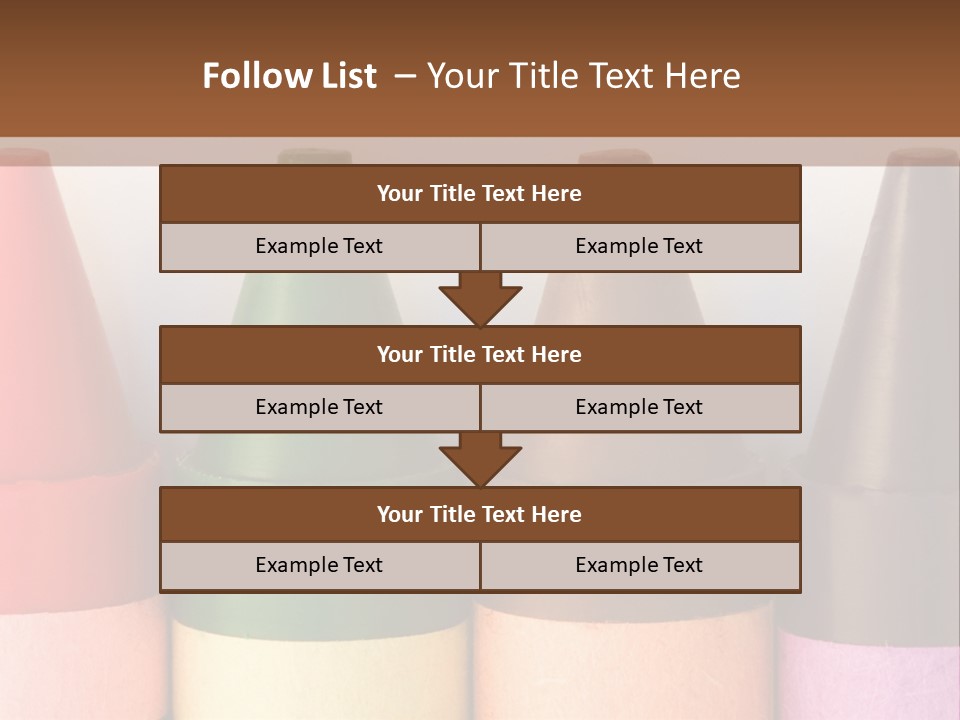 A Row Of Crayons With A Brown Background PowerPoint Template