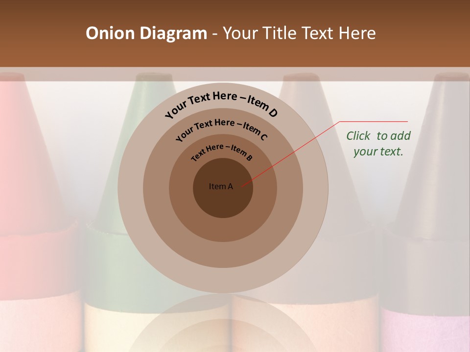 A Row Of Crayons With A Brown Background PowerPoint Template
