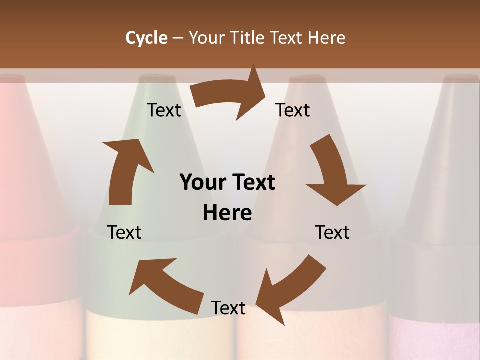 A Row Of Crayons With A Brown Background PowerPoint Template