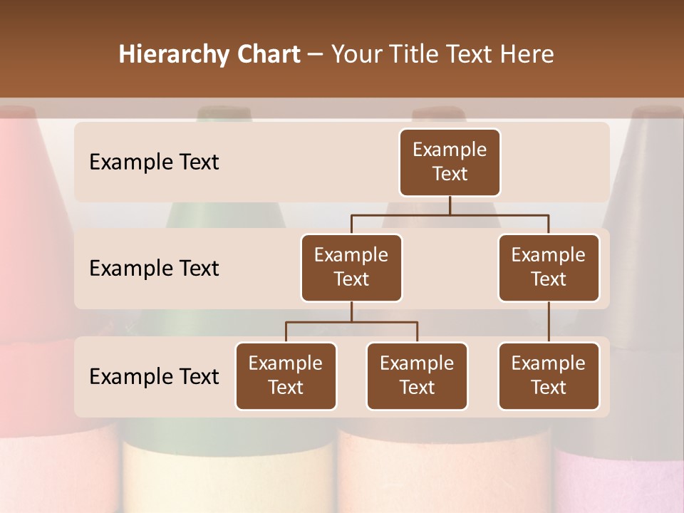 A Row Of Crayons With A Brown Background PowerPoint Template