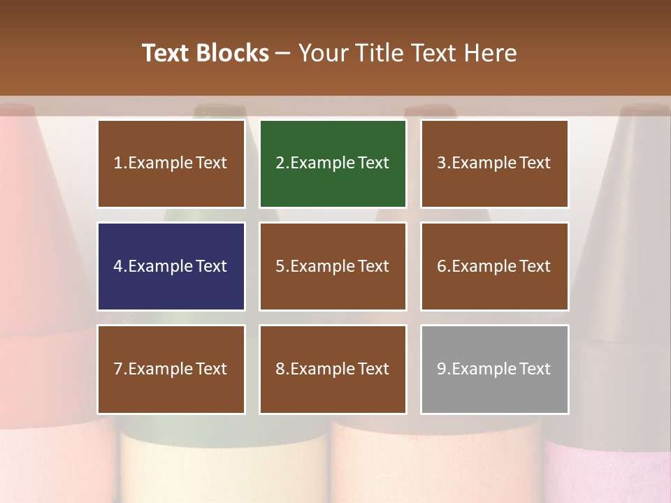 A Row Of Crayons With A Brown Background PowerPoint Template
