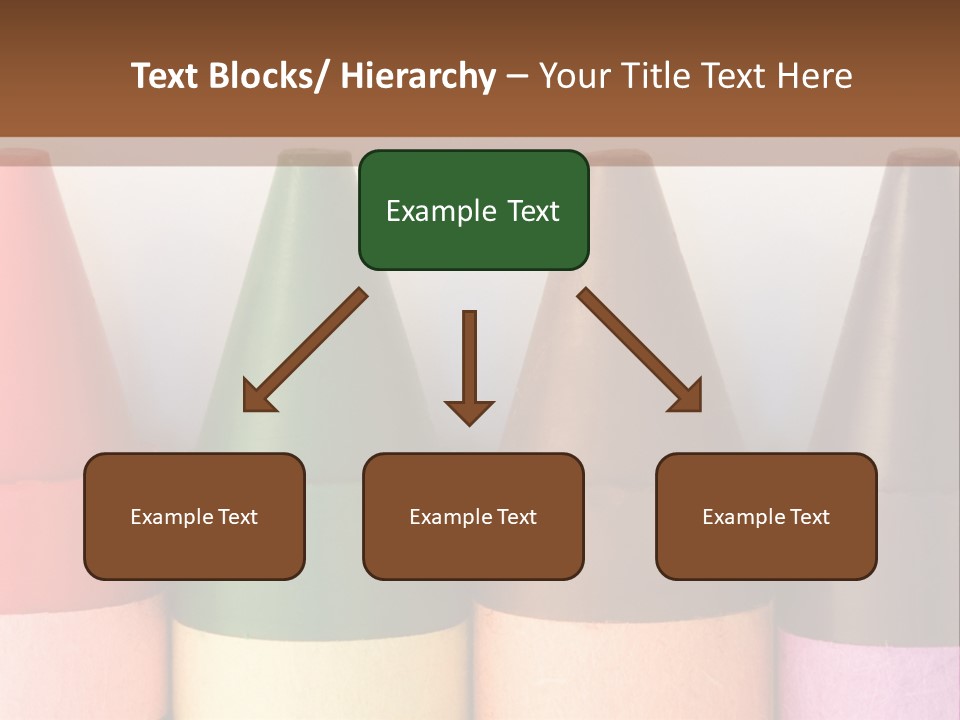 A Row Of Crayons With A Brown Background PowerPoint Template