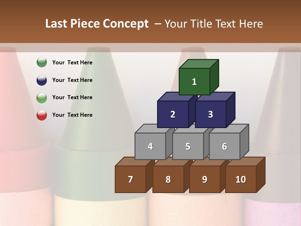 A Row Of Crayons With A Brown Background PowerPoint Template