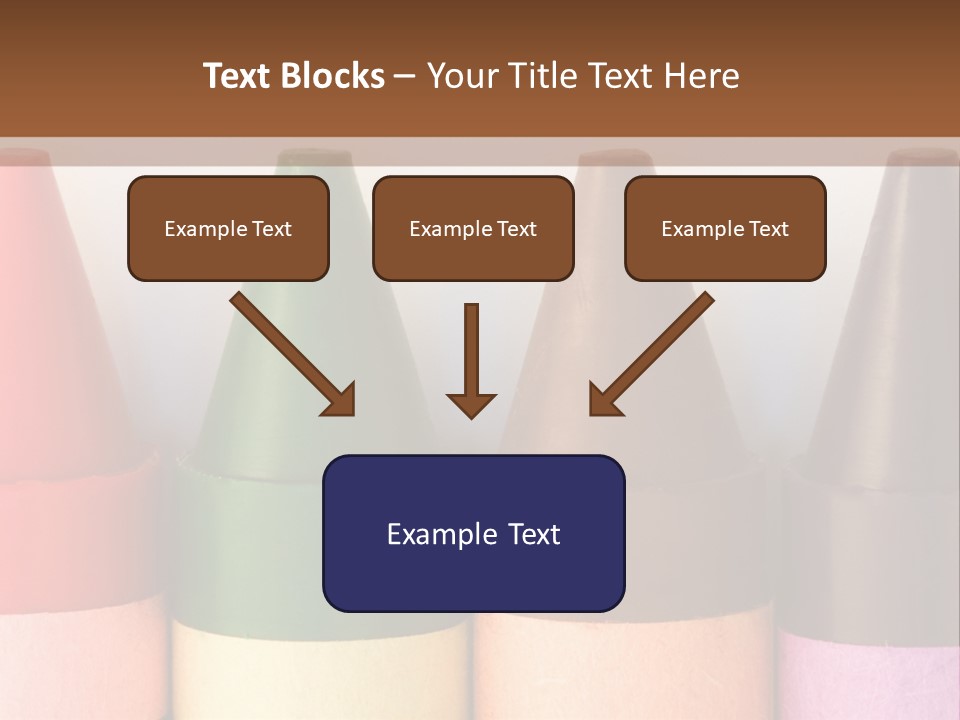 A Row Of Crayons With A Brown Background PowerPoint Template