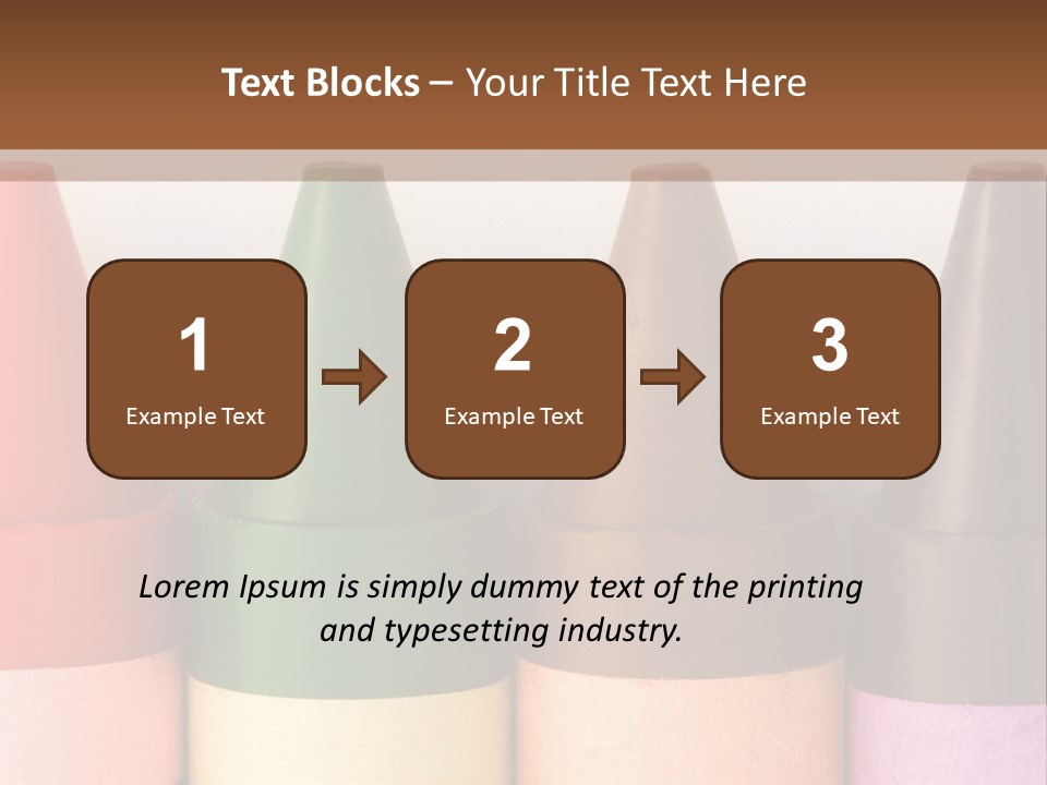 A Row Of Crayons With A Brown Background PowerPoint Template