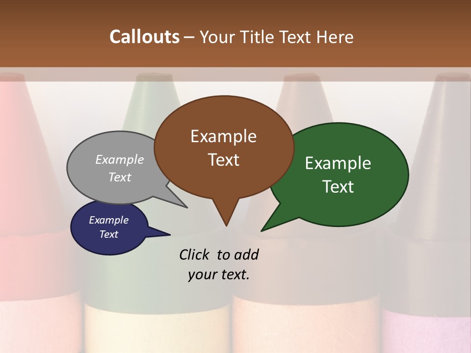 A Row Of Crayons With A Brown Background PowerPoint Template