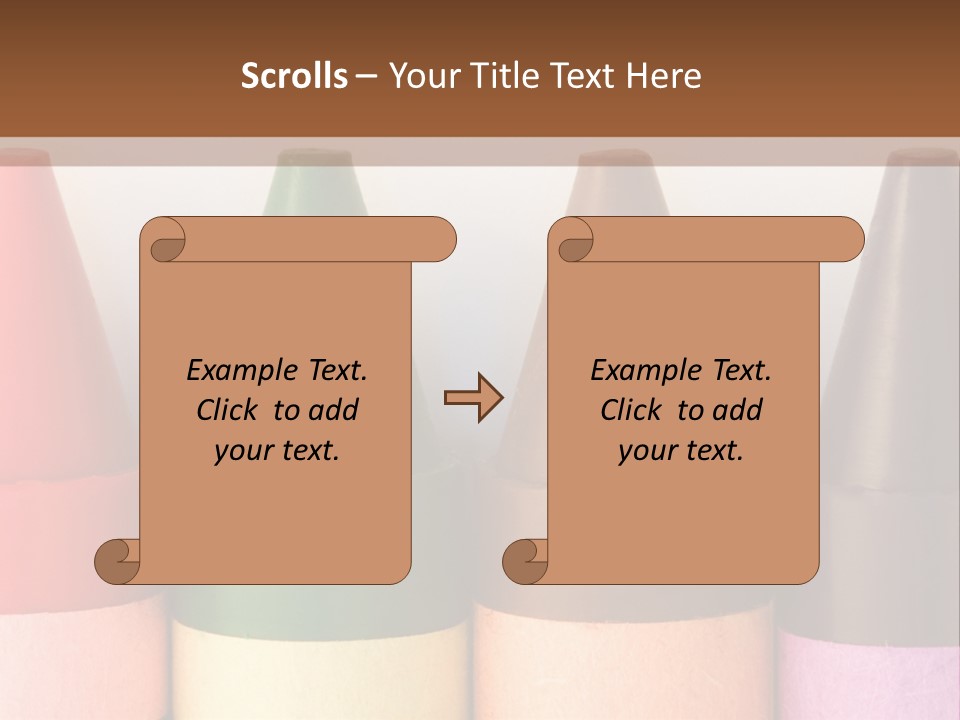 A Row Of Crayons With A Brown Background PowerPoint Template
