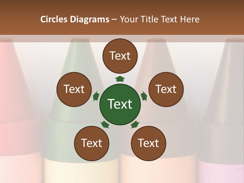 A Row Of Crayons With A Brown Background PowerPoint Template