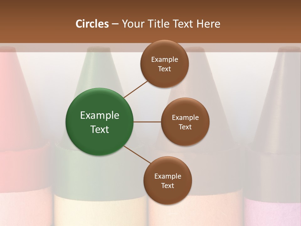 A Row Of Crayons With A Brown Background PowerPoint Template