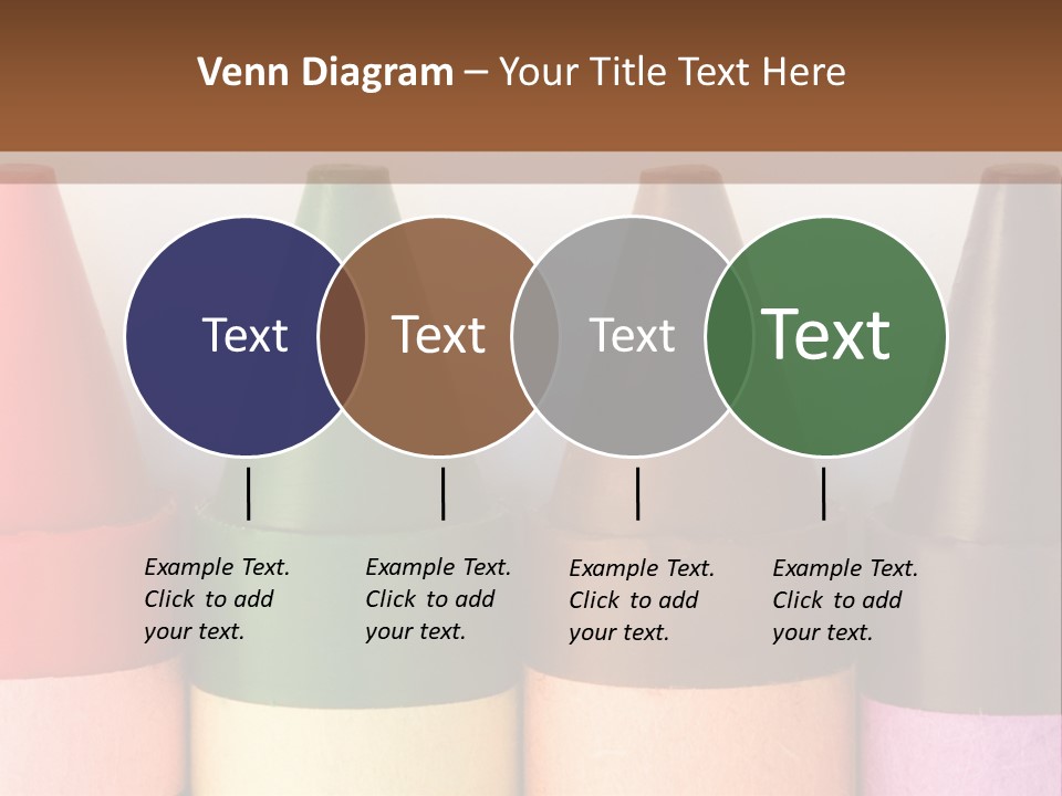 A Row Of Crayons With A Brown Background PowerPoint Template