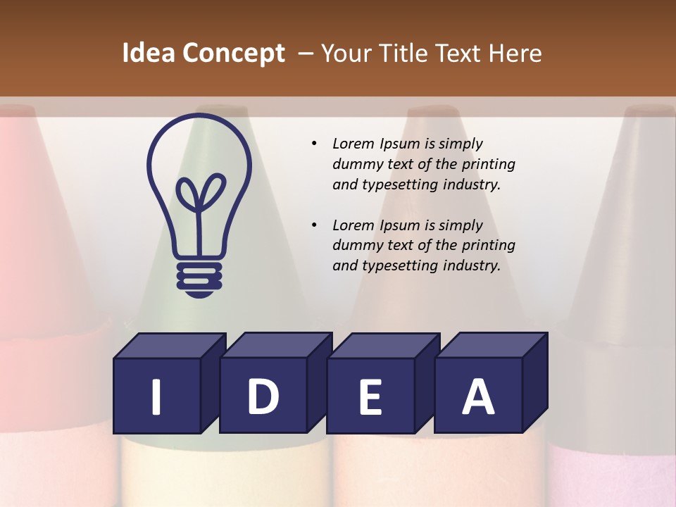 A Row Of Crayons With A Brown Background PowerPoint Template