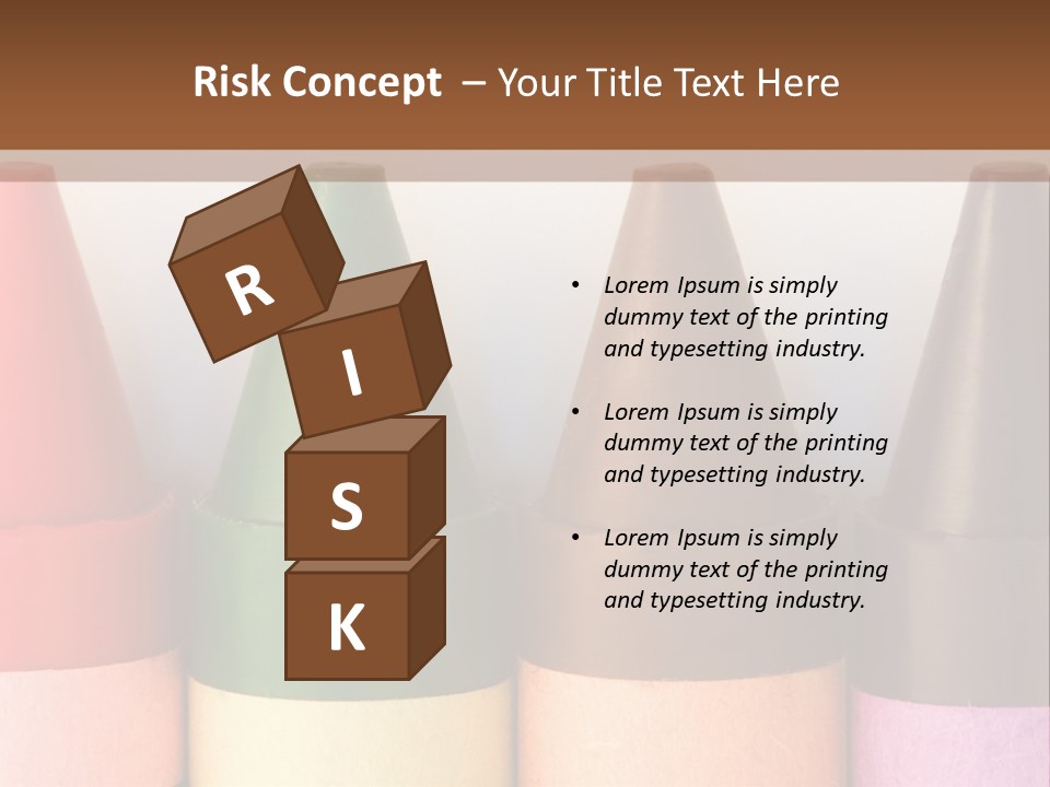 A Row Of Crayons With A Brown Background PowerPoint Template