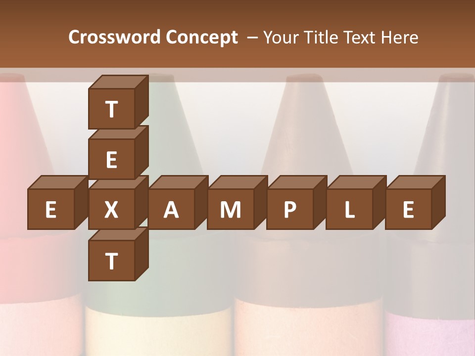 A Row Of Crayons With A Brown Background PowerPoint Template