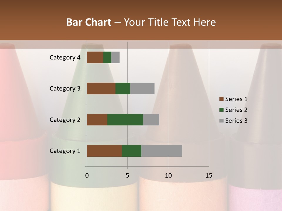 A Row Of Crayons With A Brown Background PowerPoint Template
