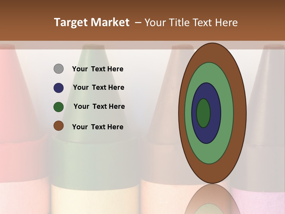 A Row Of Crayons With A Brown Background PowerPoint Template