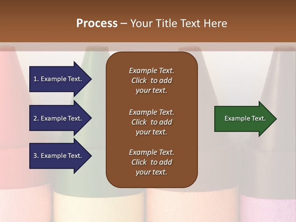 A Row Of Crayons With A Brown Background PowerPoint Template