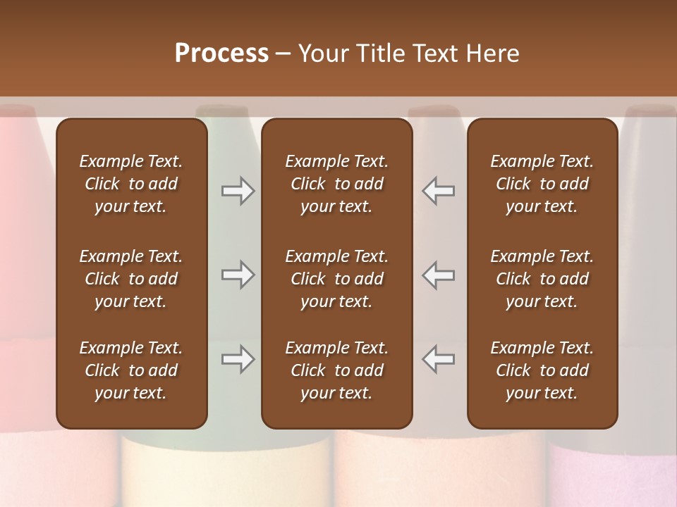 A Row Of Crayons With A Brown Background PowerPoint Template