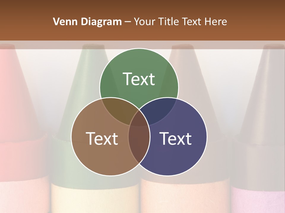 A Row Of Crayons With A Brown Background PowerPoint Template