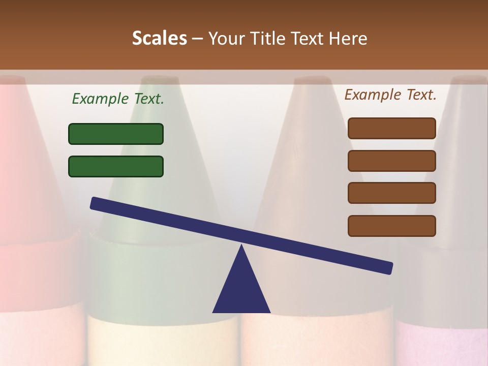 A Row Of Crayons With A Brown Background PowerPoint Template