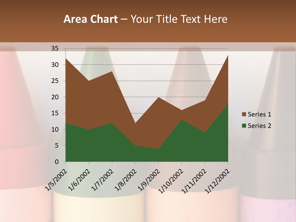 A Row Of Crayons With A Brown Background PowerPoint Template