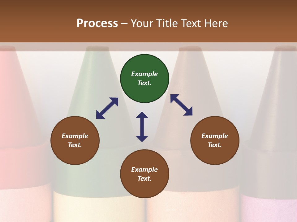 A Row Of Crayons With A Brown Background PowerPoint Template