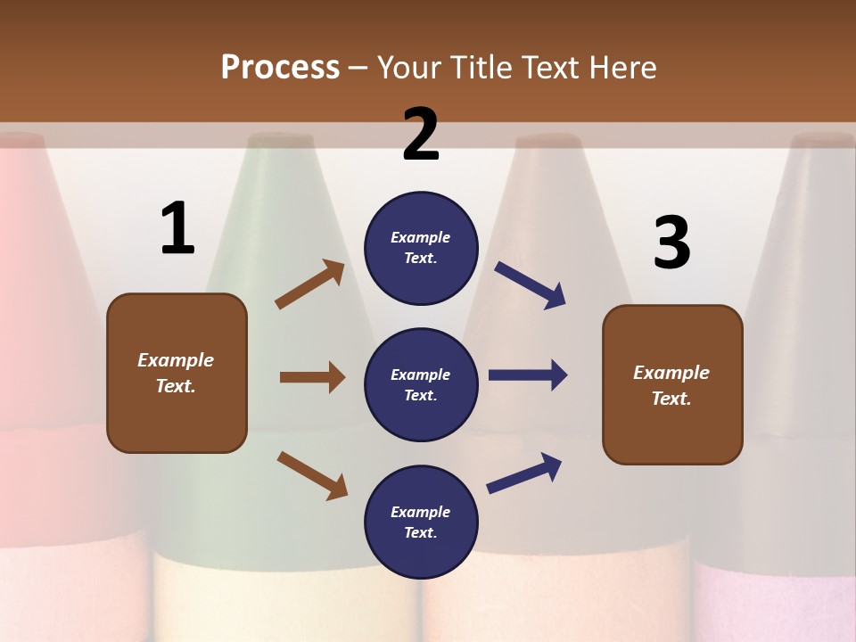 A Row Of Crayons With A Brown Background PowerPoint Template