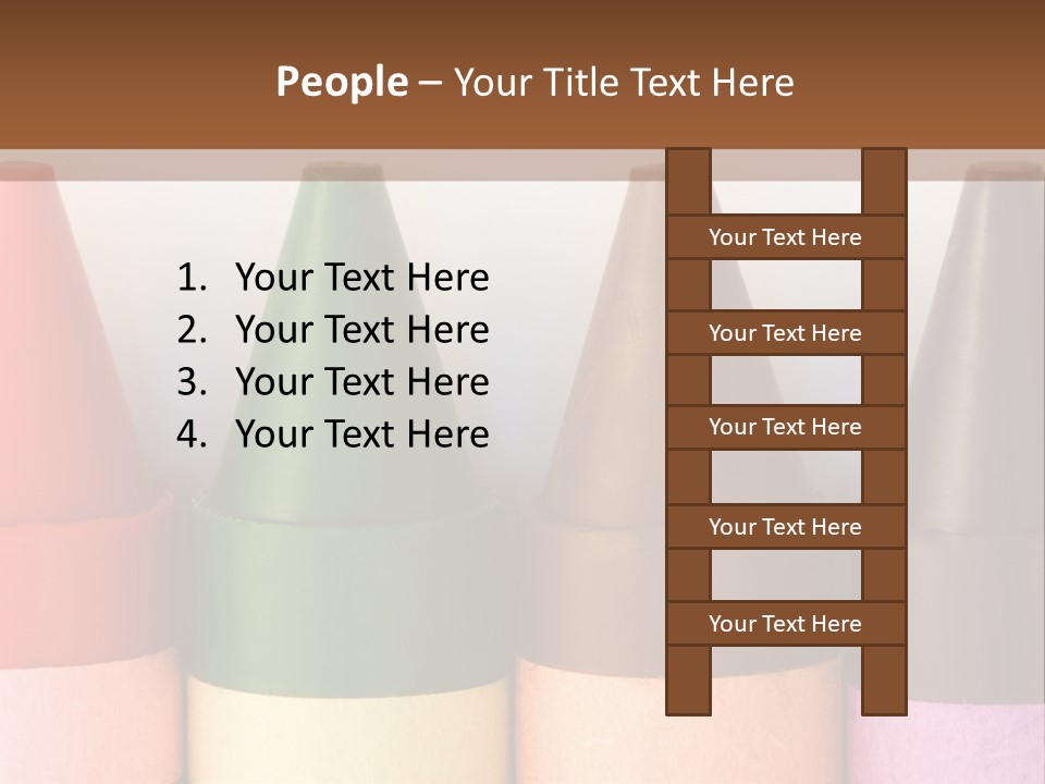 A Row Of Crayons With A Brown Background PowerPoint Template