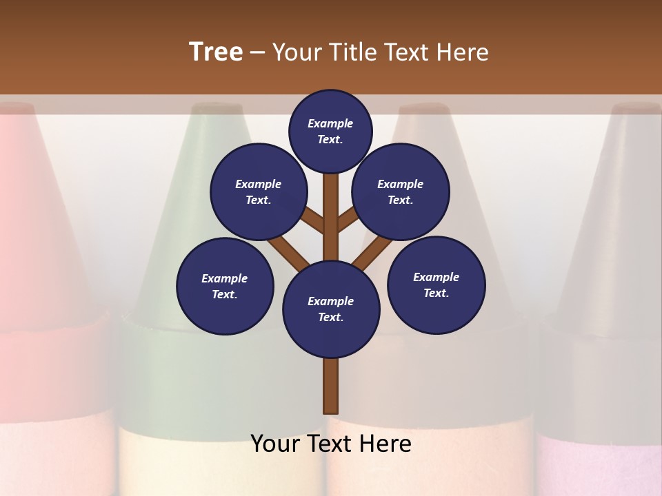 A Row Of Crayons With A Brown Background PowerPoint Template