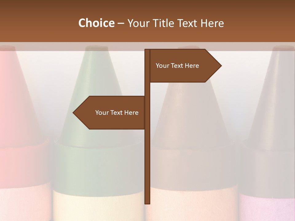 A Row Of Crayons With A Brown Background PowerPoint Template