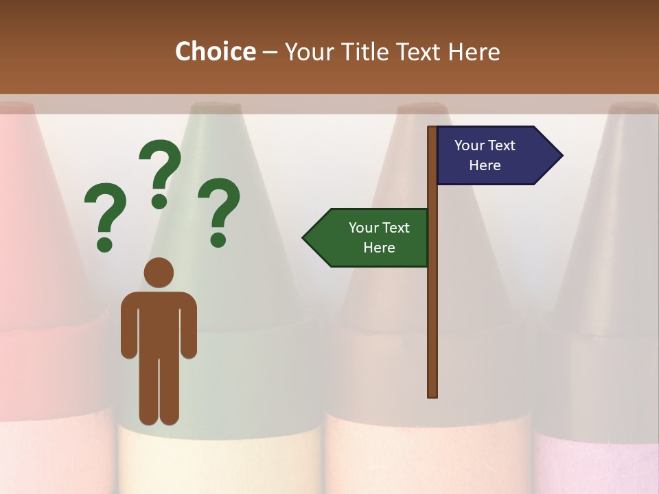 A Row Of Crayons With A Brown Background PowerPoint Template
