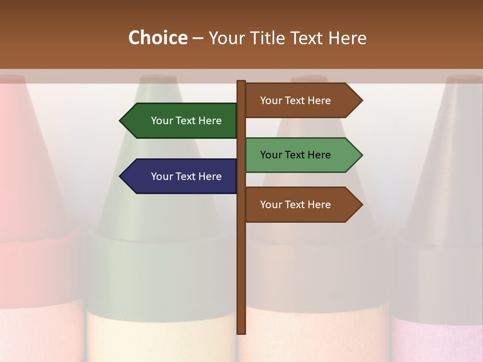 A Row Of Crayons With A Brown Background PowerPoint Template