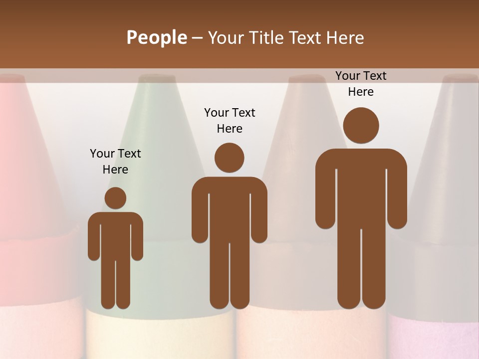 A Row Of Crayons With A Brown Background PowerPoint Template