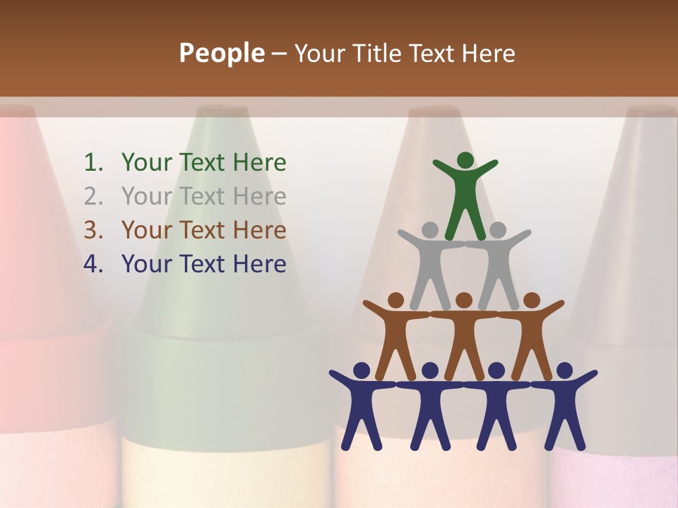 A Row Of Crayons With A Brown Background PowerPoint Template