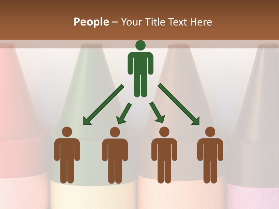 A Row Of Crayons With A Brown Background PowerPoint Template