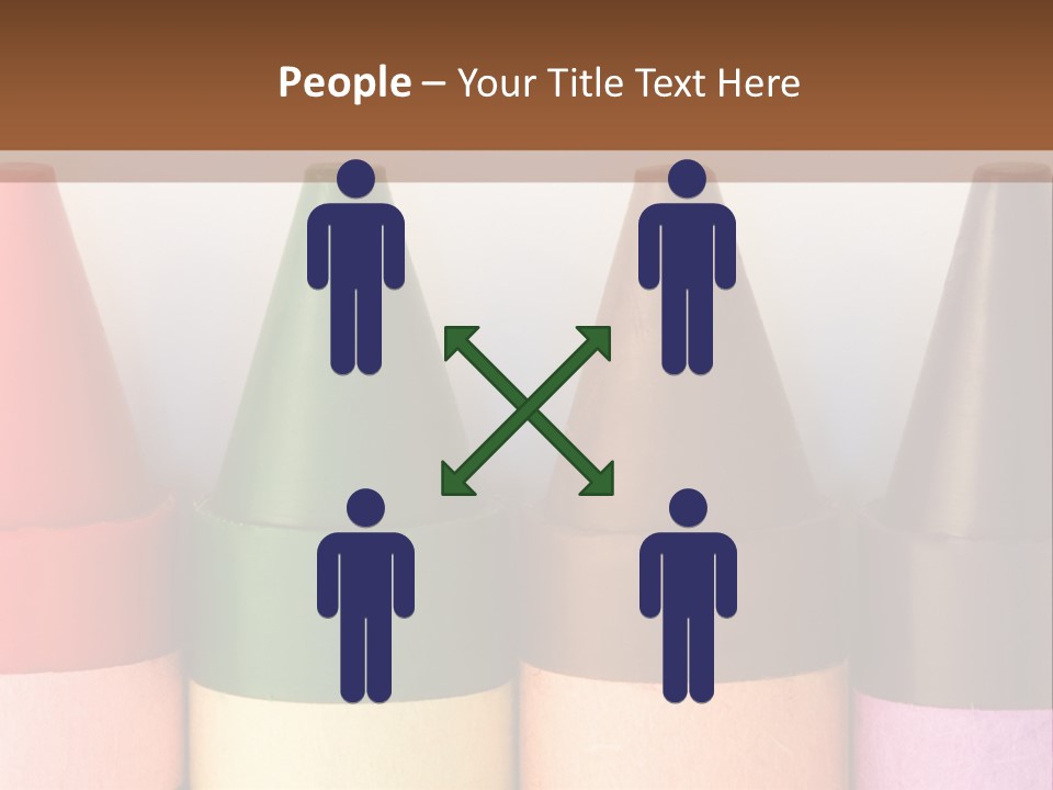 A Row Of Crayons With A Brown Background PowerPoint Template