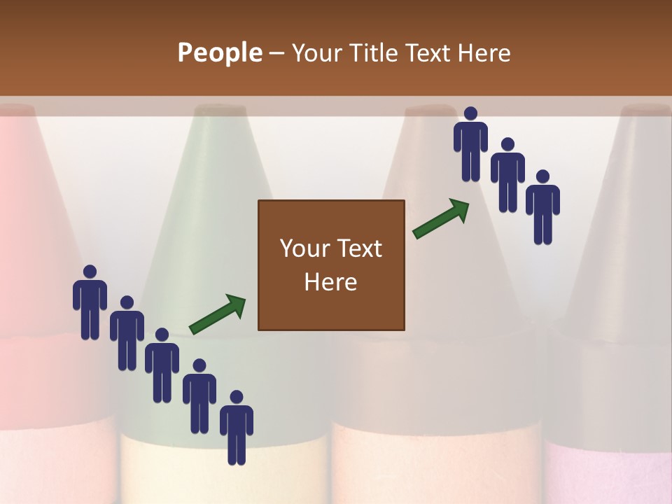A Row Of Crayons With A Brown Background PowerPoint Template