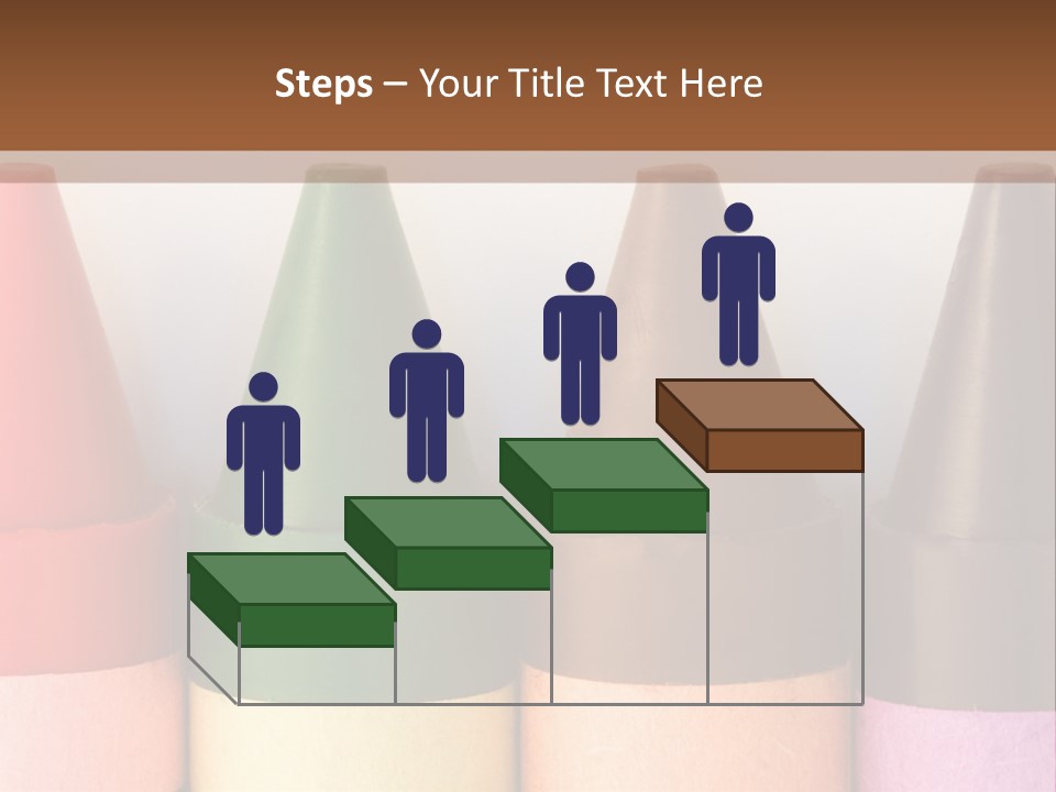 A Row Of Crayons With A Brown Background PowerPoint Template