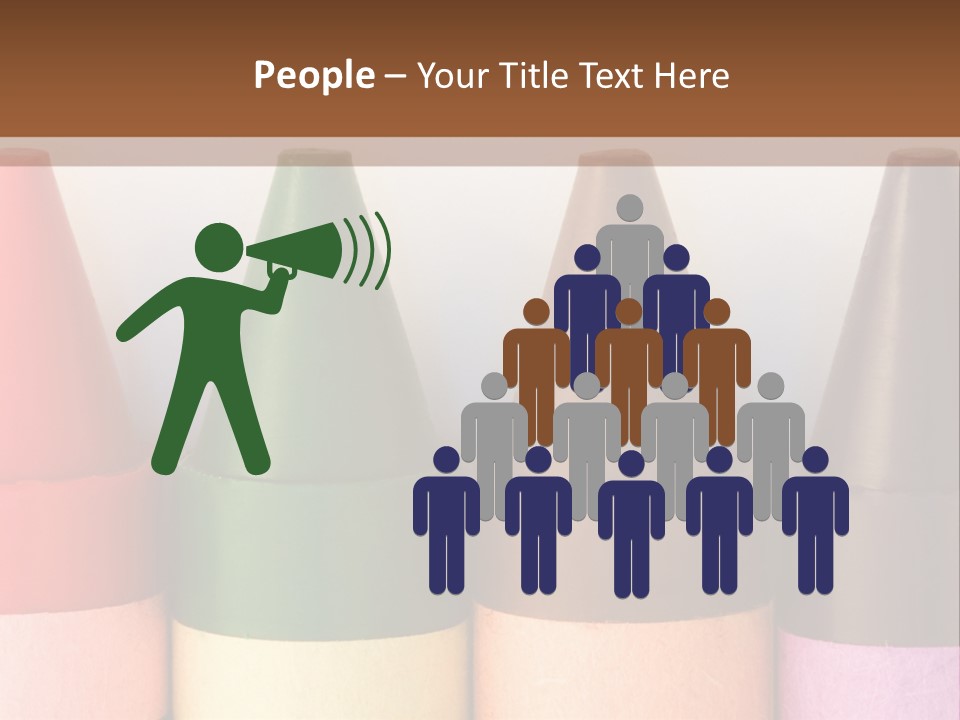 A Row Of Crayons With A Brown Background PowerPoint Template