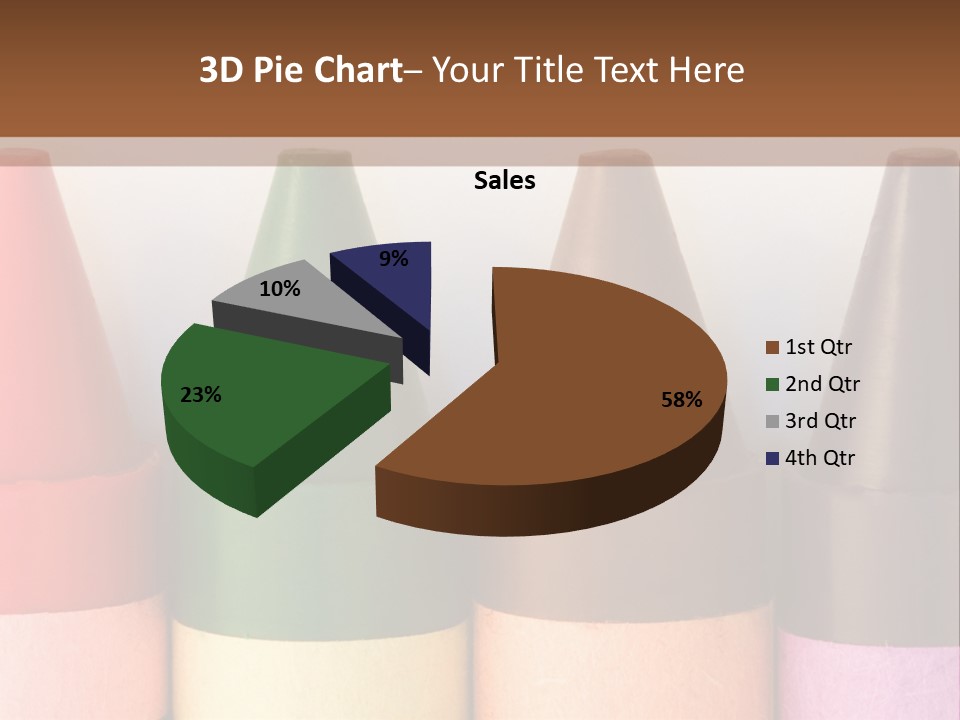 A Row Of Crayons With A Brown Background PowerPoint Template